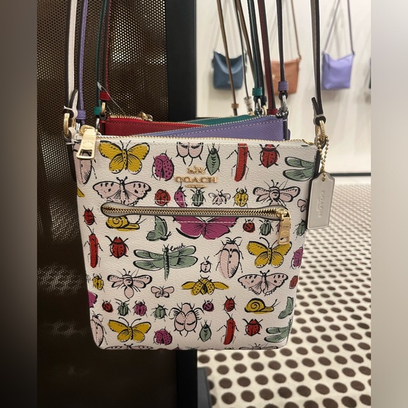 Coach Mini Rowan File Bag With Creature Print Gold/Chalk Multi NWT - Picture 3 of 6